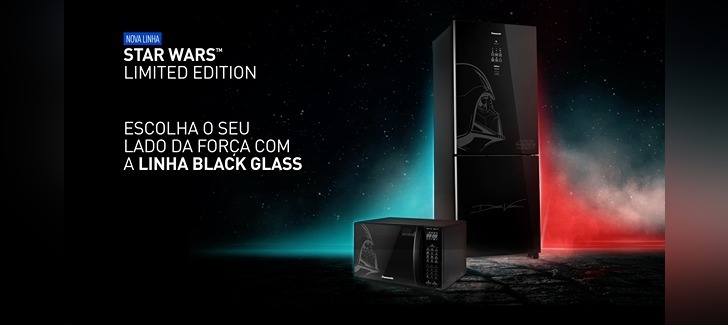 Panasonic Star Wars Limited Edition - The Panasonic's fridge and microwave standing in a galaxy environment
